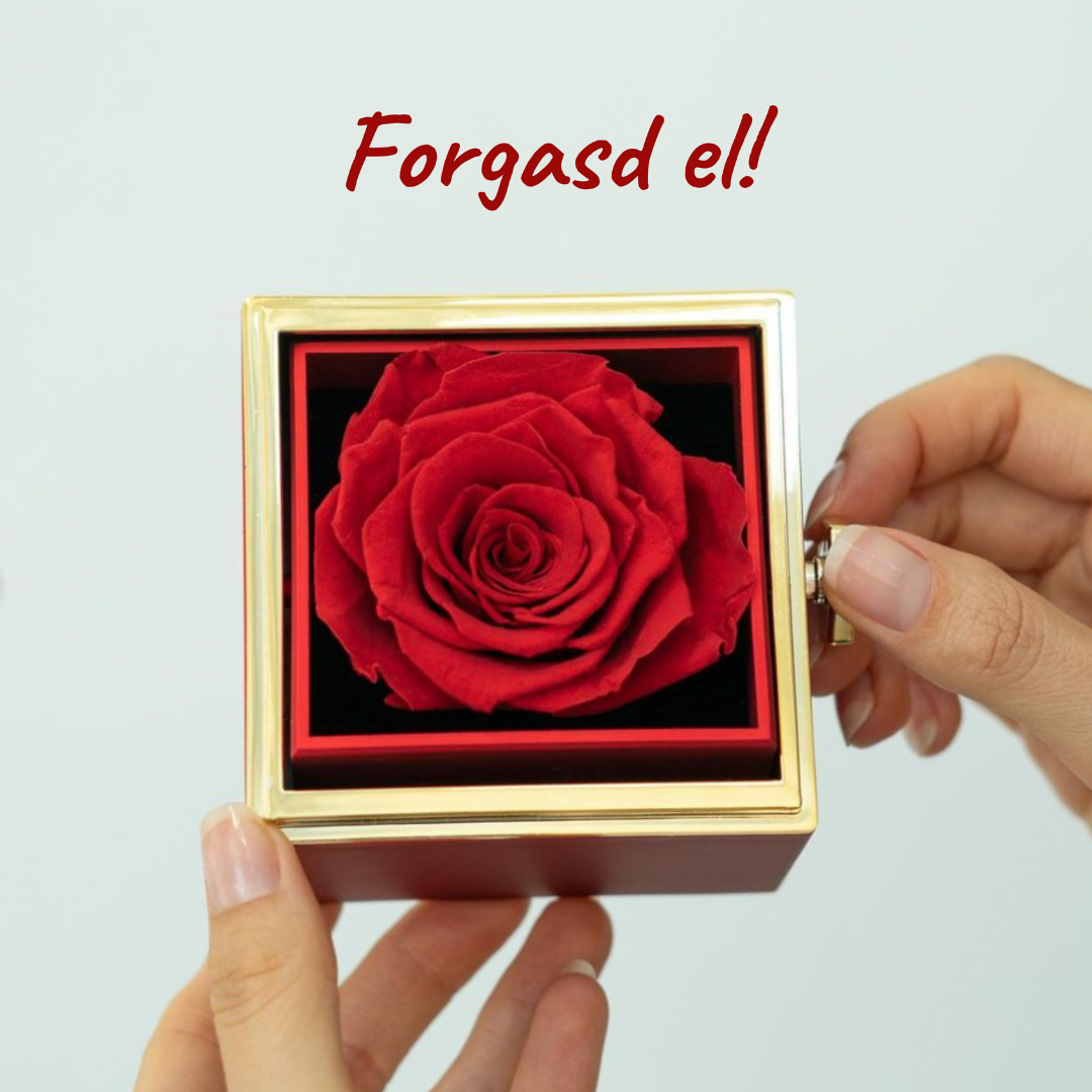 Egyedi gravírozott nyaklánc örök rózsa díszdobozban