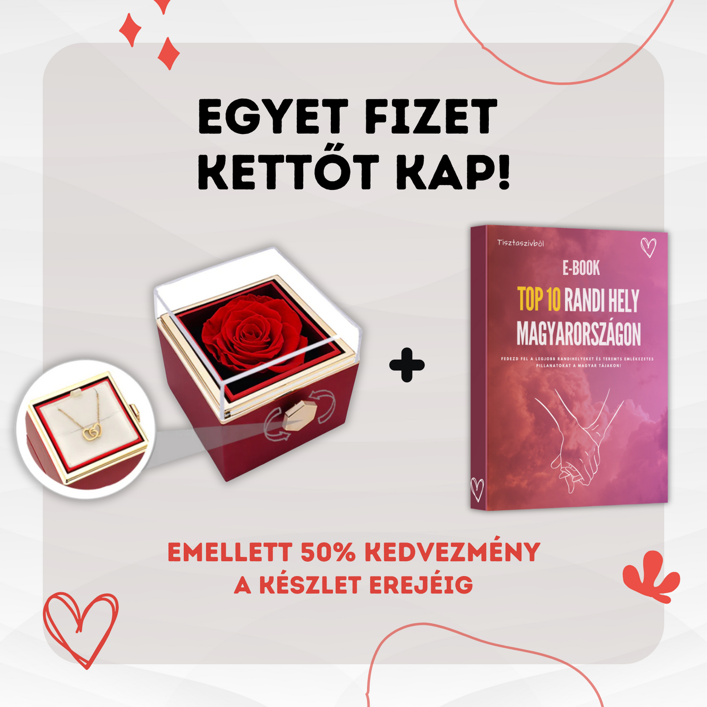 Egyedi gravírozott nyaklánc örök rózsa díszdobozban