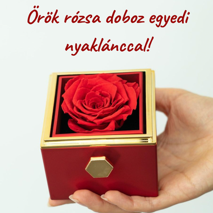 Egyedi gravírozott nyaklánc örök rózsa díszdobozban